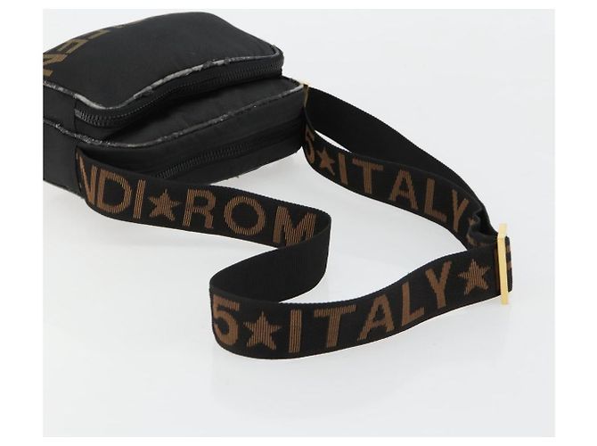 Borsa a tracolla FENDI Canvas Black Gold Auth 183392 Nero D'oro - vista 7