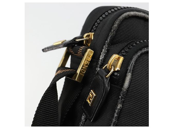 Borsa a tracolla FENDI Canvas Black Gold Auth 183392 Nero D'oro - vista 9