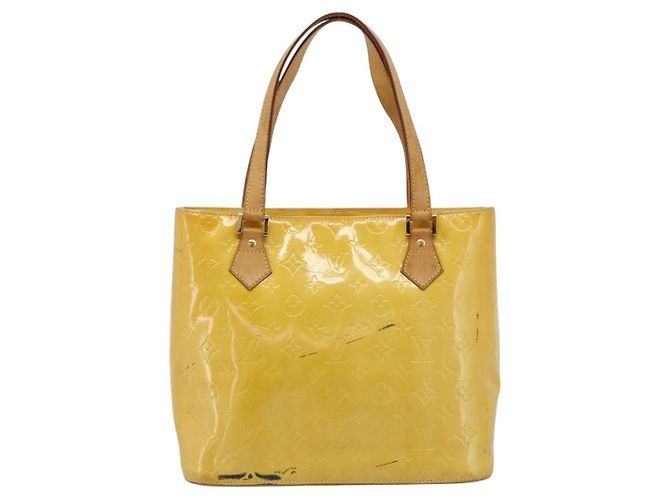 LOUIS VUITTON Bolso Monogram Vernis Houston Lime Yellow M91055 LV Auth 184778 Dorado - vista 13