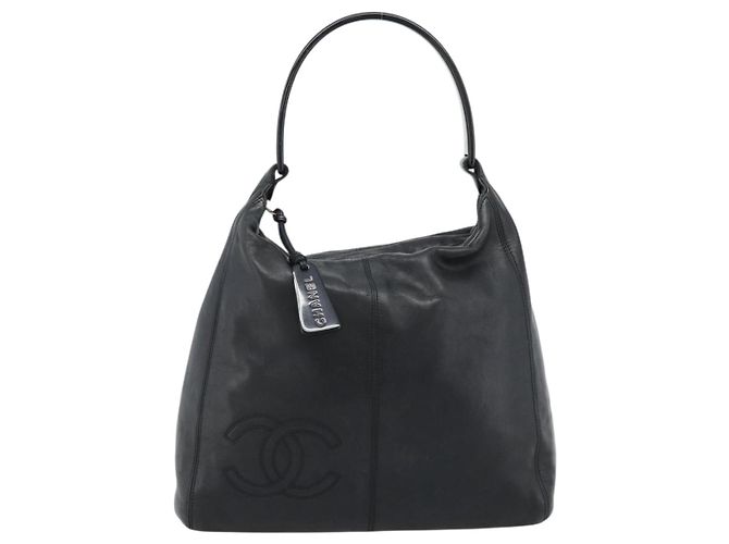 Bolsa de Ombro CHANEL Pele de Vitelo Preta CC Auth ep14908SAV Preto - vista 13