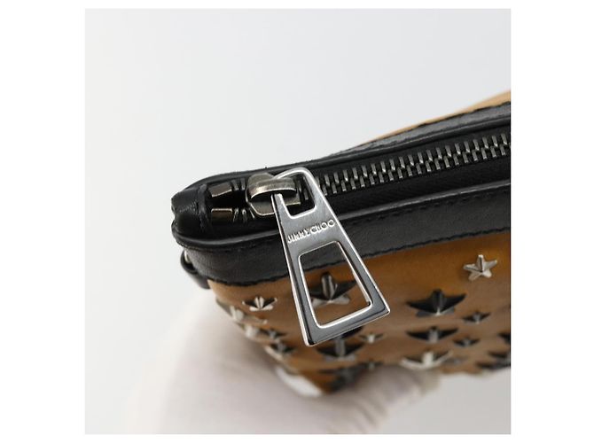 Clutch Jimmy Choo in pelle marrone argento Auth BA13325 - vista 10