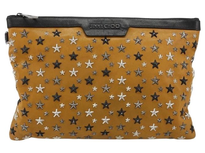 Clutch Jimmy Choo in pelle marrone argento Auth BA13325 - vista 13
