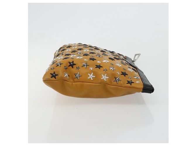 Clutch Jimmy Choo in pelle marrone argento Auth BA13325 - vista 3