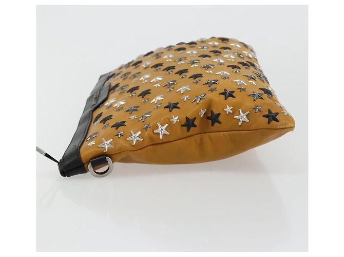 Clutch Jimmy Choo in pelle marrone argento Auth BA13325 - vista 4
