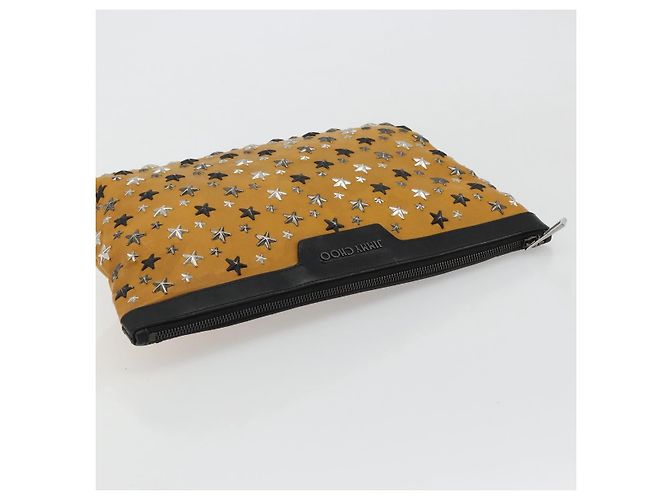 Clutch Jimmy Choo in pelle marrone argento Auth BA13325 - vista 5