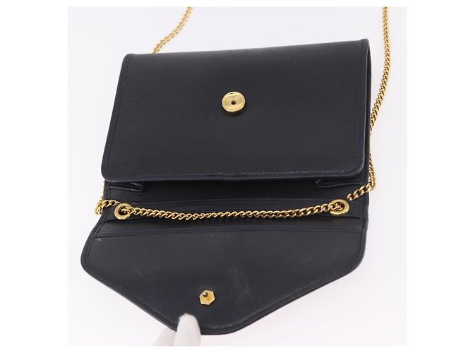 Borsa a tracolla con catena Christian Dior in pelle nera e oro Auth ep14836 Nero D'oro - vista 10