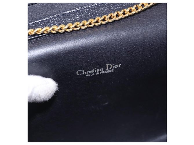 Borsa a tracolla con catena Christian Dior in pelle nera e oro Auth ep14836 Nero D'oro - vista 11