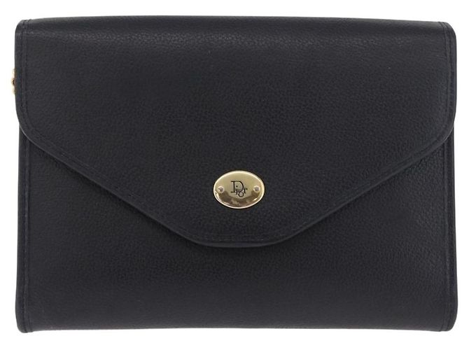 Borsa a tracolla con catena Christian Dior in pelle nera e oro Auth ep14836 Nero D'oro - vista 13