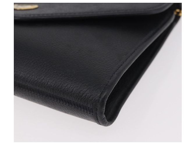 Borsa a tracolla con catena Christian Dior in pelle nera e oro Auth ep14836 Nero D'oro - vista 14