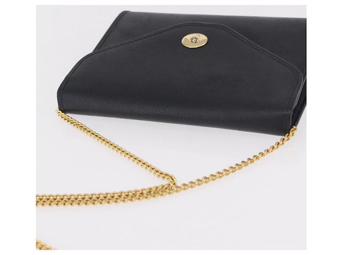 Borsa a tracolla con catena Christian Dior in pelle nera e oro Auth ep14836 Nero D'oro - vista 6