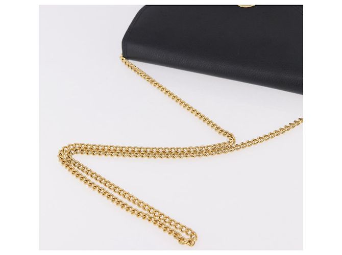 Borsa a tracolla con catena Christian Dior in pelle nera e oro Auth ep14836 Nero D'oro - vista 7