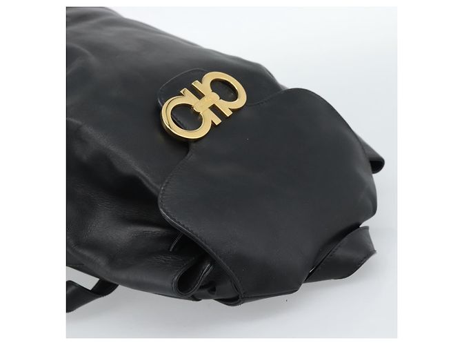 Zaino Salvatore Ferragamo in pelle nero e oro Auth bs35571 D'oro - vista 6
