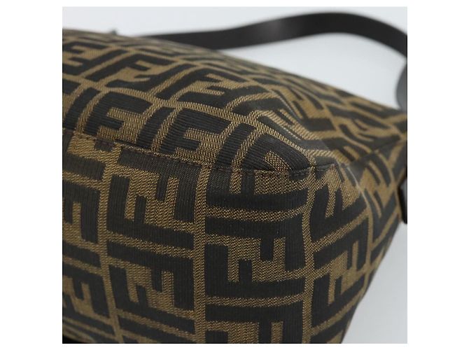 FENDI Zucca Canvas Mamma Baguette Shoulder Bag Black Brown Auth 185432V Marrone Nero - vista 15