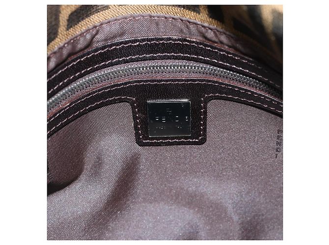 FENDI Zucca Canvas Mamma Baguette Shoulder Bag Black Brown Auth 185432V Marrone Nero - vista 17