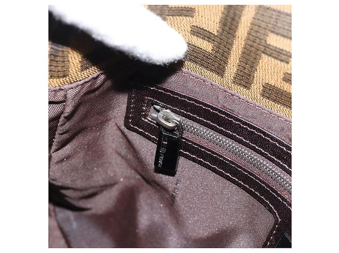 FENDI Zucca Canvas Mamma Baguette Shoulder Bag Black Brown Auth 185432V Marrone Nero - vista 20