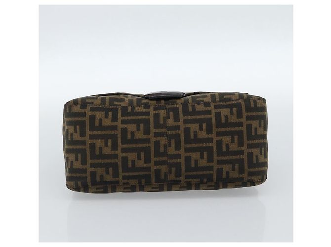 FENDI Zucca Canvas Mamma Baguette Shoulder Bag Black Brown Auth 185432V Marrone Nero - vista 5