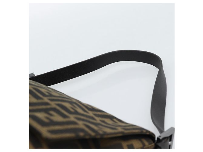 FENDI Zucca Canvas Mamma Baguette Shoulder Bag Black Brown Auth 185432V Marrone Nero - vista 8
