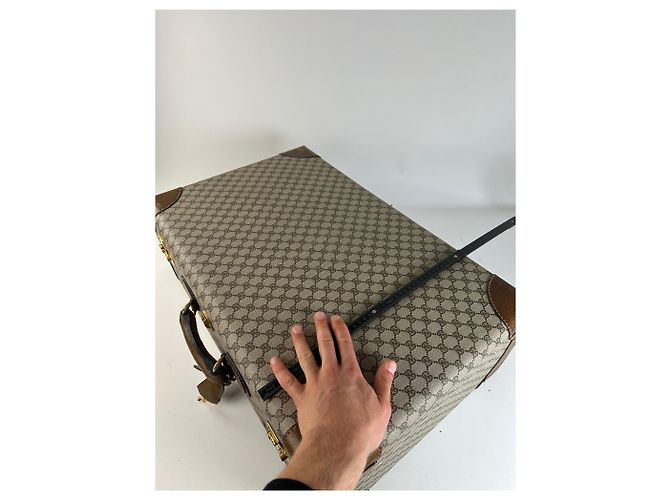 Valigia rigida Vintage Gucci GG Supreme Monogram Beige Grigio - vista 13