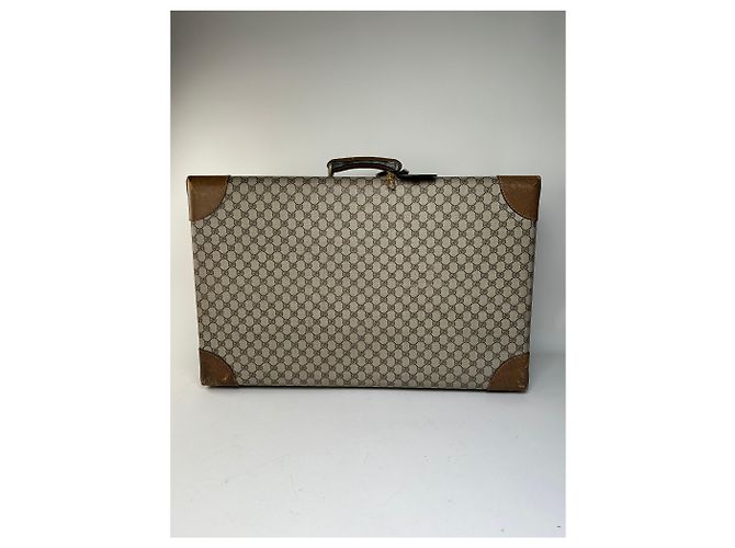Valigia rigida Vintage Gucci GG Supreme Monogram Beige Grigio - vista 2