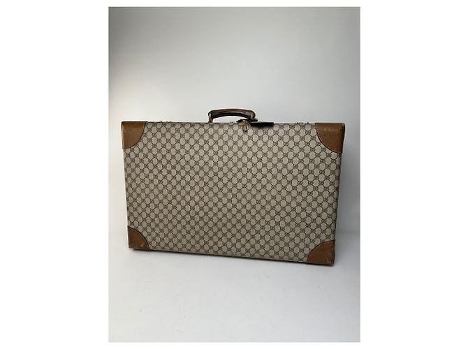 Valigia rigida Vintage Gucci GG Supreme Monogram Beige Grigio - vista 3