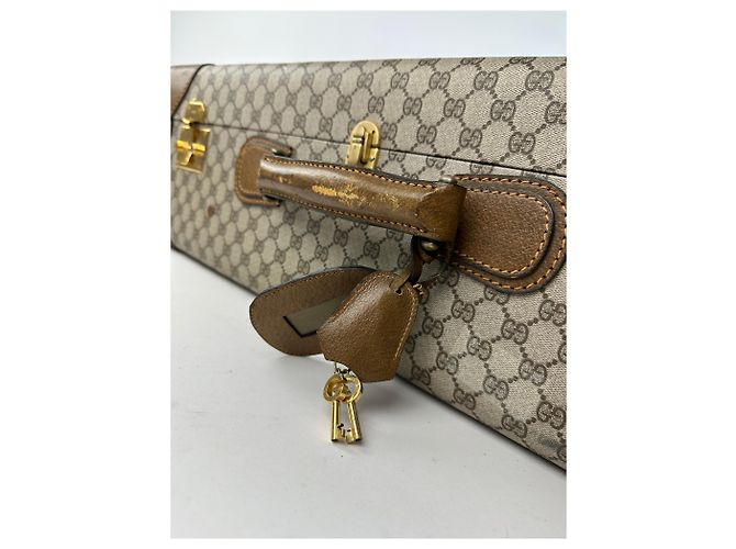 Valigia rigida Vintage Gucci GG Supreme Monogram Beige Grigio - vista 6