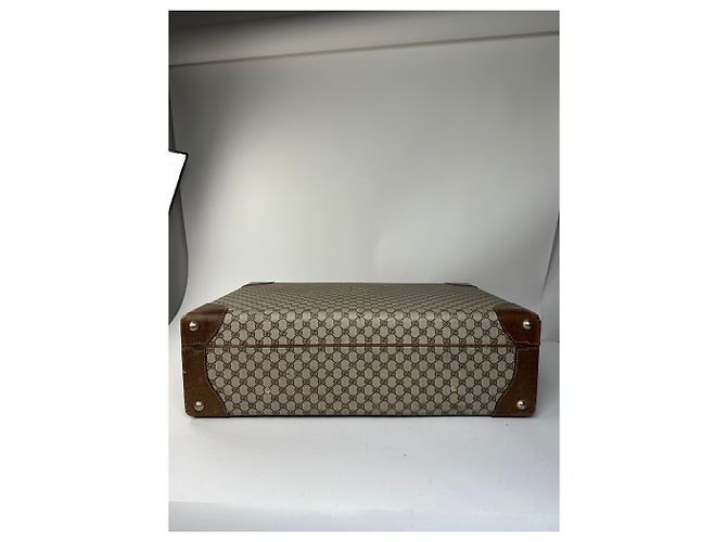 Valigia rigida Vintage Gucci GG Supreme Monogram Beige Grigio - vista 9