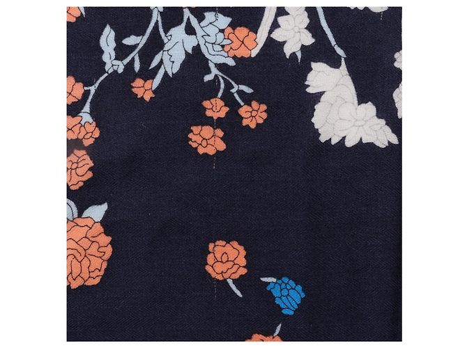 Carré Géant Hermès "Robe Legere" in cashmere e seta, blu navy - vista 10