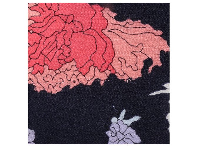Carré Géant Hermès "Robe Legere" in cashmere e seta, blu navy - vista 11