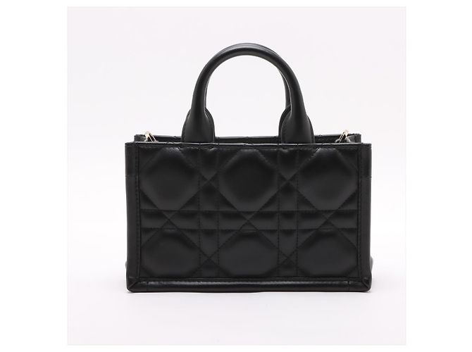 Dior Mini Book Tote in pelle Macrocannage Borsa a mano Nera Nero - vista 4