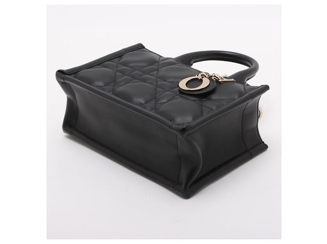 Dior Mini Book Tote in pelle Macrocannage Borsa a mano Nera Nero - vista 5