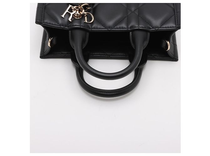 Dior Mini Book Tote in pelle Macrocannage Borsa a mano Nera Nero - vista 7