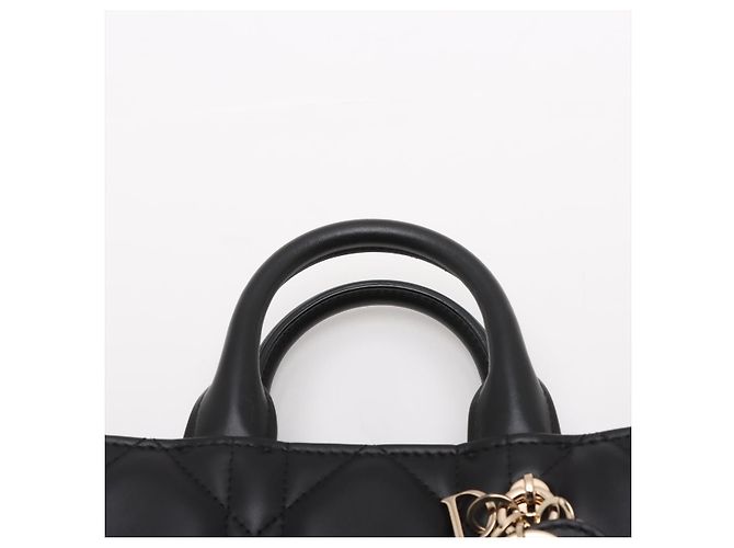 Dior Mini Book Tote in pelle Macrocannage Borsa a mano Nera Nero - vista 8