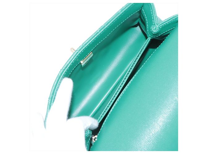 Timeless Chanel Borsa a mano e a tracolla piccola in pelle caviar Coco Verde - vista 8