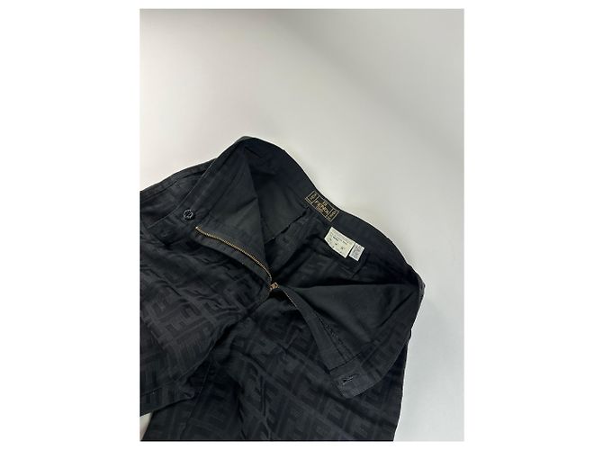 Vintage Fendi FF Monogram Baumwollhose Black M Schwarz - Ansicht 10