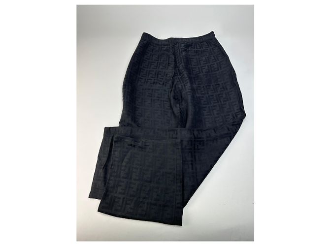 Vintage Fendi FF Monogram Baumwollhose Black M Schwarz - Ansicht 11