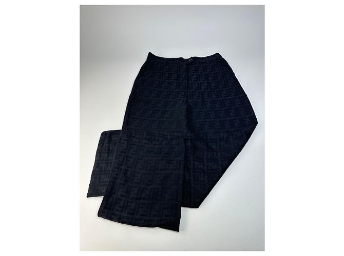 Vintage Fendi FF Monogram Baumwollhose Black M Schwarz - Ansicht 12