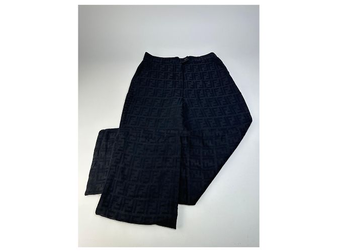 Vintage Fendi FF Monogram Baumwollhose Black M Schwarz - Ansicht 2