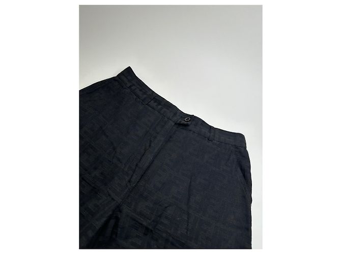 Vintage Fendi FF Monogram Baumwollhose Black M Schwarz - Ansicht 3
