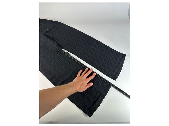 Vintage Fendi FF Monogram Baumwollhose Black M Schwarz - Ansicht 5