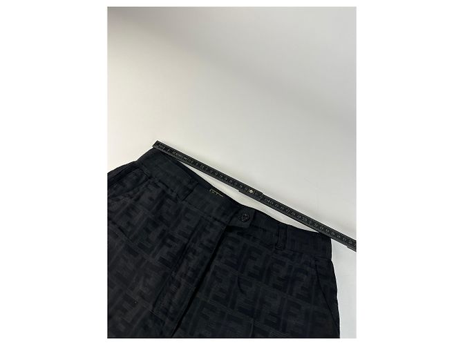 Vintage Fendi FF Monogram Baumwollhose Black M Schwarz - Ansicht 7