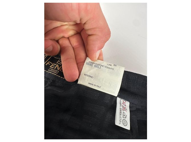 Vintage Fendi FF Monogram Baumwollhose Black M Schwarz - Ansicht 9