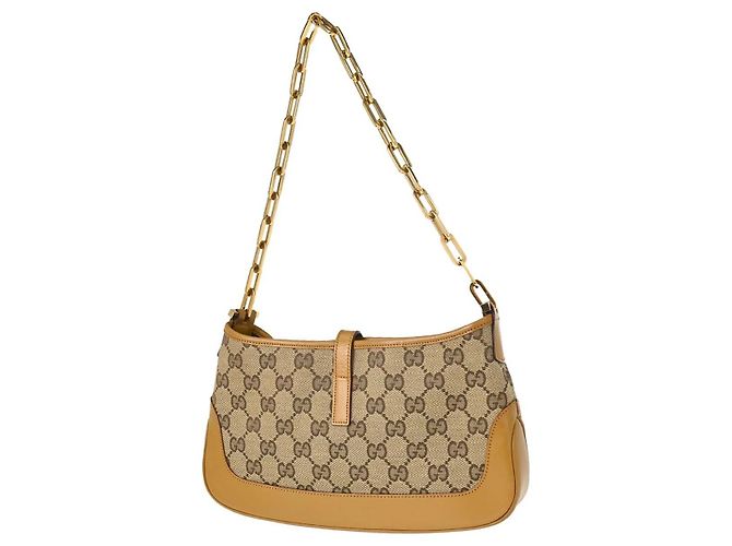 Gucci Vintage Jackie O Chain Hobo Canvas Small - vue 2