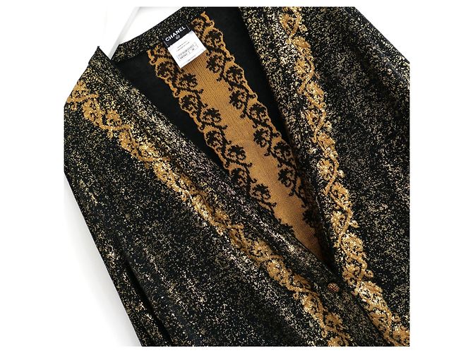 Chanel Cruise 2010 10C Gold Foil Strickjacke Mantel Schwarz Golden - Ansicht 4