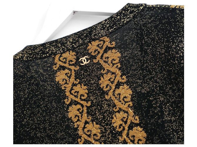 Chanel Cruise 2010 10C Gold Foil Strickjacke Mantel Schwarz Golden - Ansicht 5