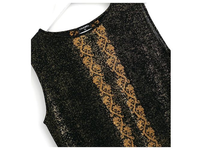 Chanel Cruise 2010 Gold Foil Strickkleid Schwarz Golden - Ansicht 3