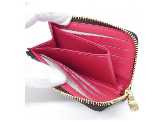 Louis Vuitton Monogram Portefeuille Noir Compact Wallet Marrone Rosso - vista 4