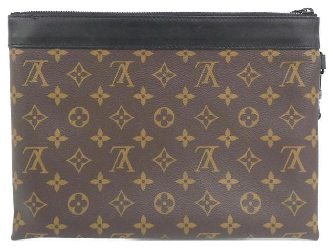 Borsa Louis Vuitton Monogram Macassar Pochette To Go M82079 Marrone Nero - vista 2