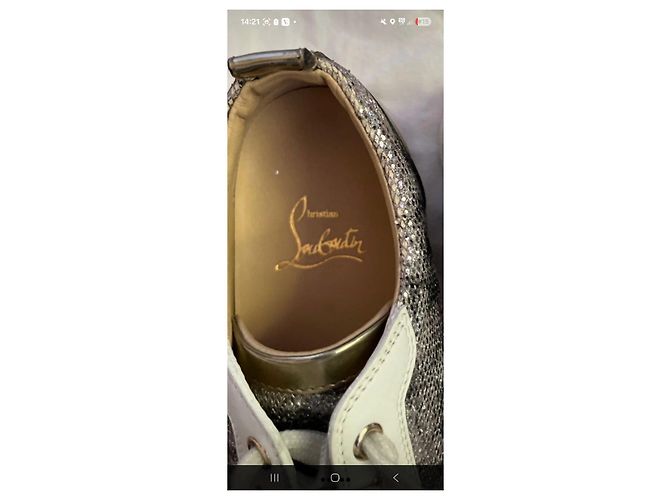 Zapatillas Christian Louboutin de purpurina y charol Negro Blanco Dorado Metálico - vista 2