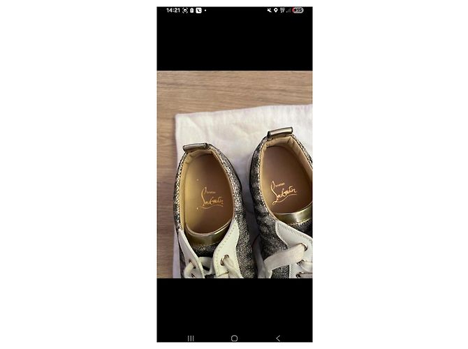 Zapatillas Christian Louboutin de purpurina y charol Negro Blanco Dorado Metálico - vista 3