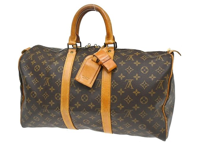 Borsa Keepall Louis Vuitton in tela Monogram 45 Marrone - vista 2